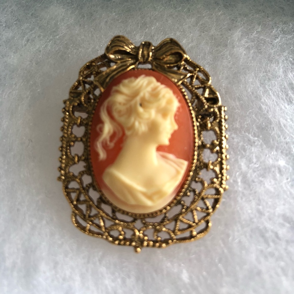 Vintage Cameo Brooch Pin.